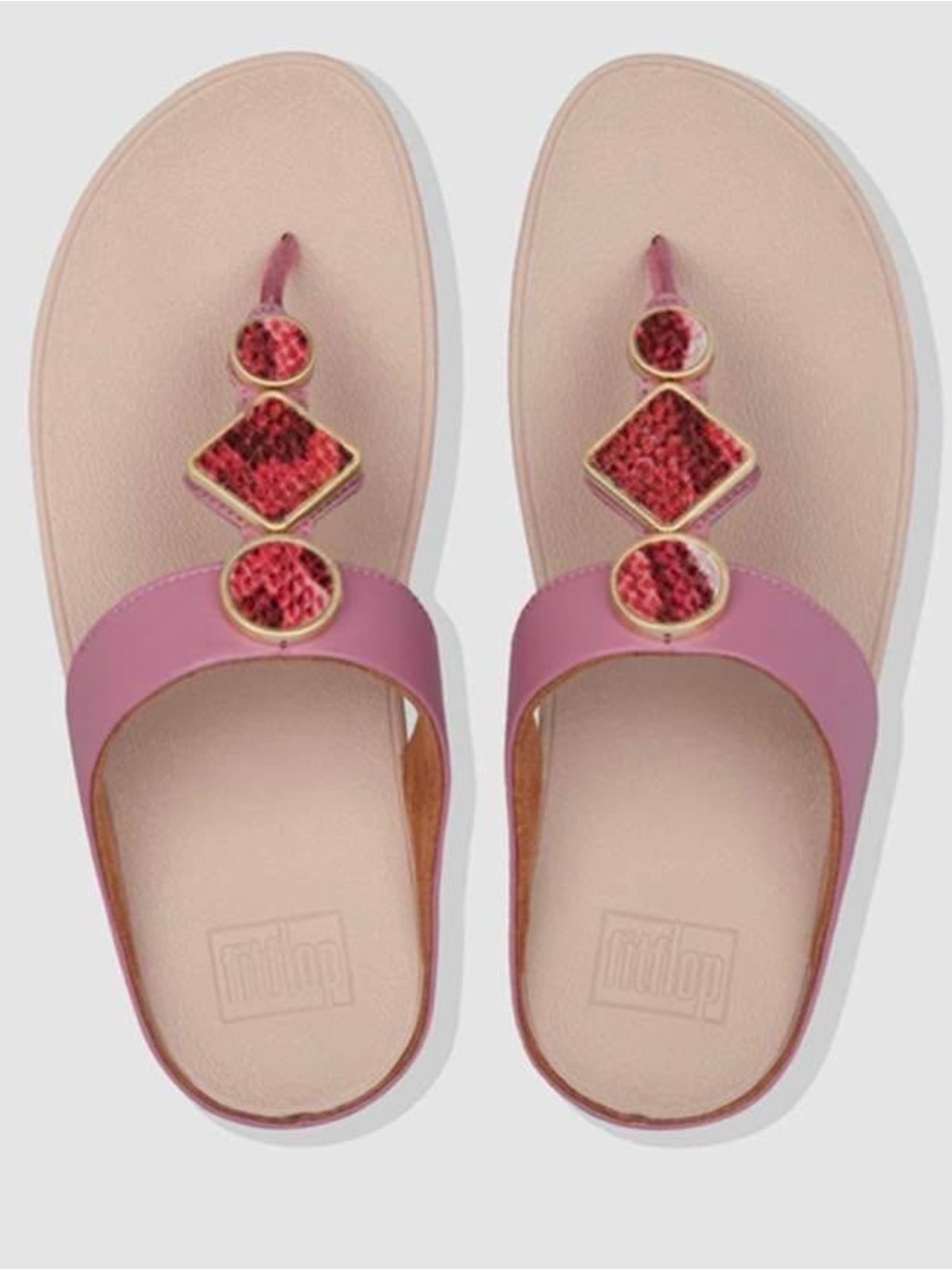 Fitflop Pink Sandal with Red Accent Gems
